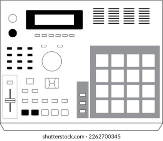 Vector illustration of MIDI production center sampler