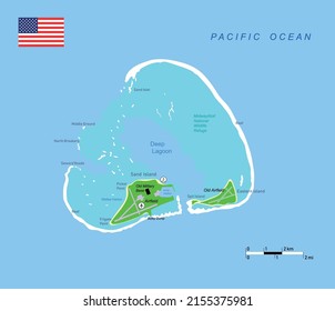 Vector Illustration Midway Island (Atoll) Map