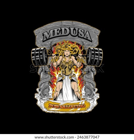 Vector Illustration of Mighty Medusa Powerlifting