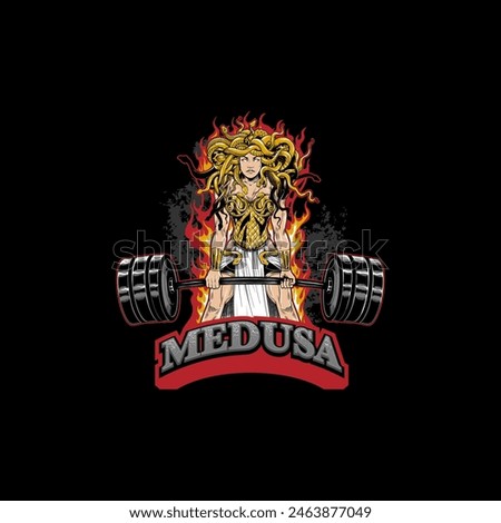 Vector Illustration of Mighty Medusa Powerlifting