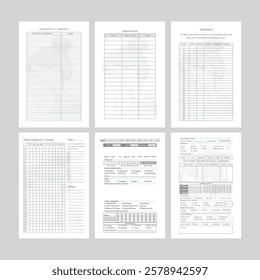 Vector illustration of migraine log book tracker