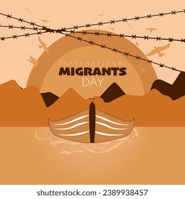 Vector illustration of Migrants concept design, It can use for Banners, Posters, Web, Digital, etc. Due to war, climate change, and global political issues, the Migrants problem is gaining momentum.