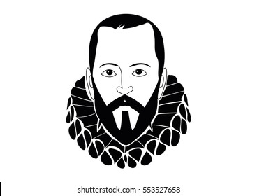 Vector Illustration of Miguel de Cervantes Saavedra�, spanish writer of the book Don Quixote de la Mancha