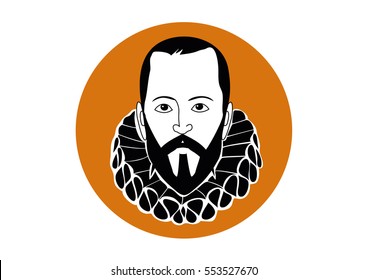 Vector Illustration of Miguel de Cervantes Saavedra�, spanish writer of the book Don Quixote de la Mancha