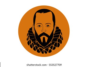 Vector Illustration of Miguel de Cervantes Saavedra�, spanish writer of the book Don Quixote de la Mancha