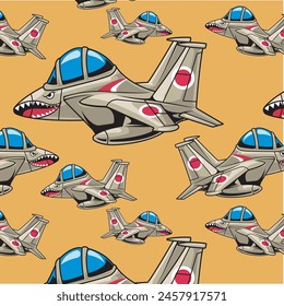 Ilustración vectorial de aeronaves militares con ilustración de dibujos animados lindo disponible para patrón