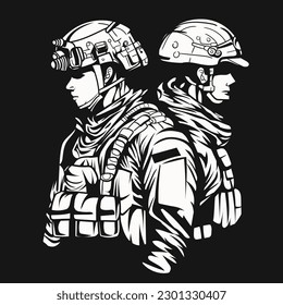 Vector illustration of military, army