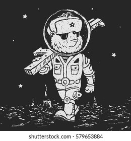Vector Illustration Military Bear in Space