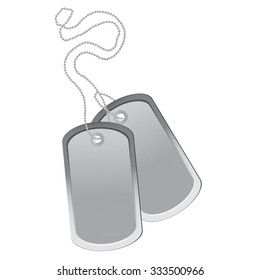 Vector illustration military blank identity tag. Pair of dog tag on chain