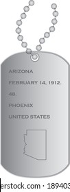 vector illustration of military dogs tags with Map of US state of Arizona