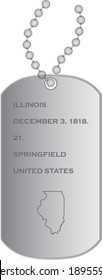 vector illustration of military dogs tags with Map of US state of Illinois