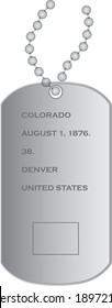 vector illustration of military dogs tags with Map of US state of Colorado