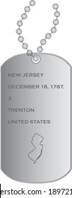 vector illustration of military dogs tags with Map of US state of New Jersey
