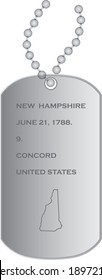 vector illustration of military dogs tags with Map of US state of New Hampshire