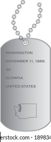 vector illustration of military dogs tags with Map of US state of Washington