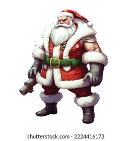 Vector illustration of military equipped Santa, Happy 2023