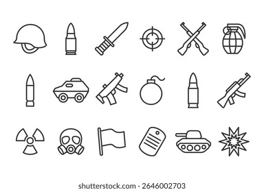 Vector illustration of Military icon pack isolated on white background in line style