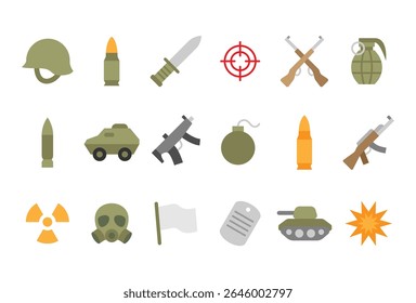 Vector illustration of Military icon pack isolated on white background in flat style