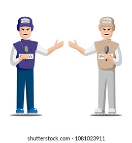 Vector illustration of military journalists. Flat.
