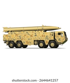 ilustração vetorial de caminhão lançador de mísseis militares