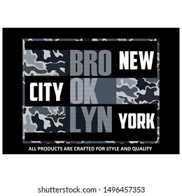 Vector illustration in military style on the theme of Brooklyn. Typography for print graphic design on t-shirt, poster, banner, flyer.