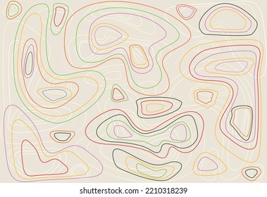 Vector illustration. Milk background with colored geometric elements. Dynamic composition of forms.