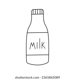 Ilustración vectorial de una botella de leche. Aislado sobre fondo blanco.