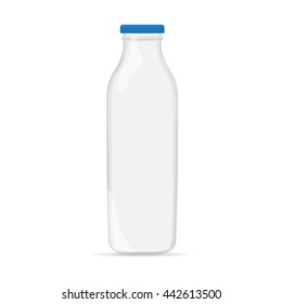 Vector illustration milk bottle isolated on white background. Glass bottle with milk. Traditional old fashioned glass milk bottle