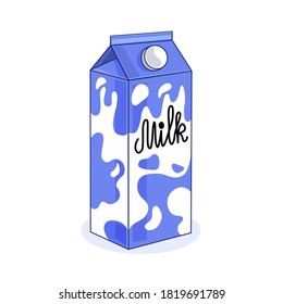 Vector illustration of a milk carton isolated on a white background. Healthy organic dairy product. Cartoon.