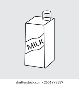 Ilustração vetorial de uma caixa de leite feita de papelão e várias outras camadas, como folha de alumínio e camadas de plástico para proteger o leite de danos causados por luz, ar e bactérias.