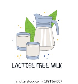 Vector illustration with milk. Dairy farming concept. Delicious and healthy dairy product for calcium and protein nutrition.