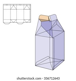 Vector Illustration of Milk or juice craft Box for Design, Website, Background, Banner. Folding package Template. Fold pack with die line for your brand on it