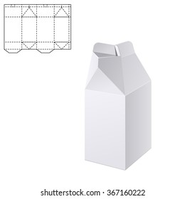 Vector Illustration of Milk or juice craft Box for Design, Website, Background, Banner. Folding package Template. Fold pack with die line for your brand on it