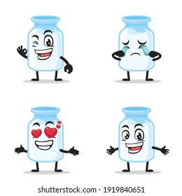 vector illustration of milk mascot collection set with expression theme