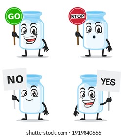 vector illustration of milk mascot collection set with sign theme