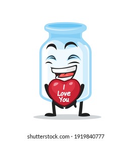vector illustration of milk mascot give love symbol and says i love you