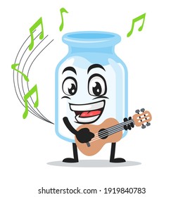 vector illustration of milk mascot playing guitar