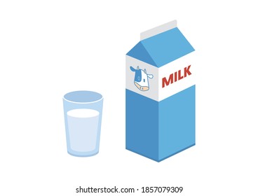 Vector illustration with  Milk Package and glass of milk.white background.