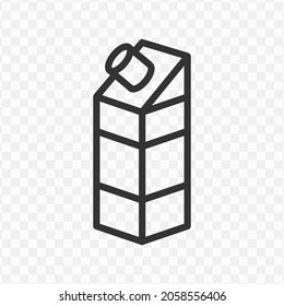 Vector illustration of milk packaging icon in dark color and transparent background(png).