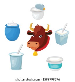 vector illustration with milk yogurt