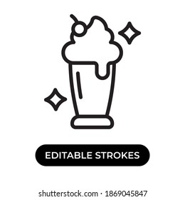 Vector illustration of milkshake icon or logo. Use black color and line design style. Editable strokes