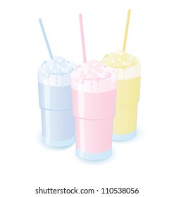 Vector illustration of milkshakes on white background