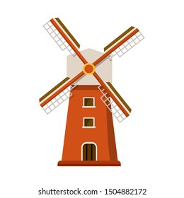 Vector illustration of mill and wind icon. Web element of mill and building stock symbol for web.