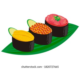 Ilustración vectorial del rollo de atún picado . Sushi de atún