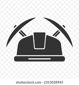 Vector illustration of miner icon in dark color and transparent background(png).