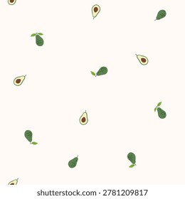 Vector illustration. Mini avocado seamless pattern, summer fabric design, baby clothes print, mini fruit seamless pattern