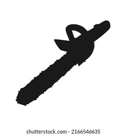 vector illustration, mini chainsaw silhouette and sketch, semi realistic flat cartoon design style.