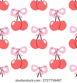 Vektorgrafik. Mini Kirsche nahtloses Muster, Sommer Stoff Design, Baby Kleidung Print, Mini Frucht nahtloses Muster
