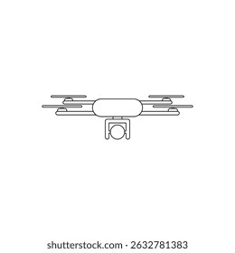 Vector illustration of a mini drone icon with camera, shown in outline styles. Ideal for technology, aviation, or delivery-themed graphic design and UI elements.