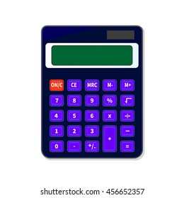 Vector illustration of mini electronic counting machine. Calculator isolated on white background. Calculating machine.